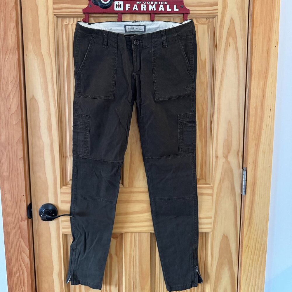 Abercrombie & Fitch Green Cotton Low Rise Pants